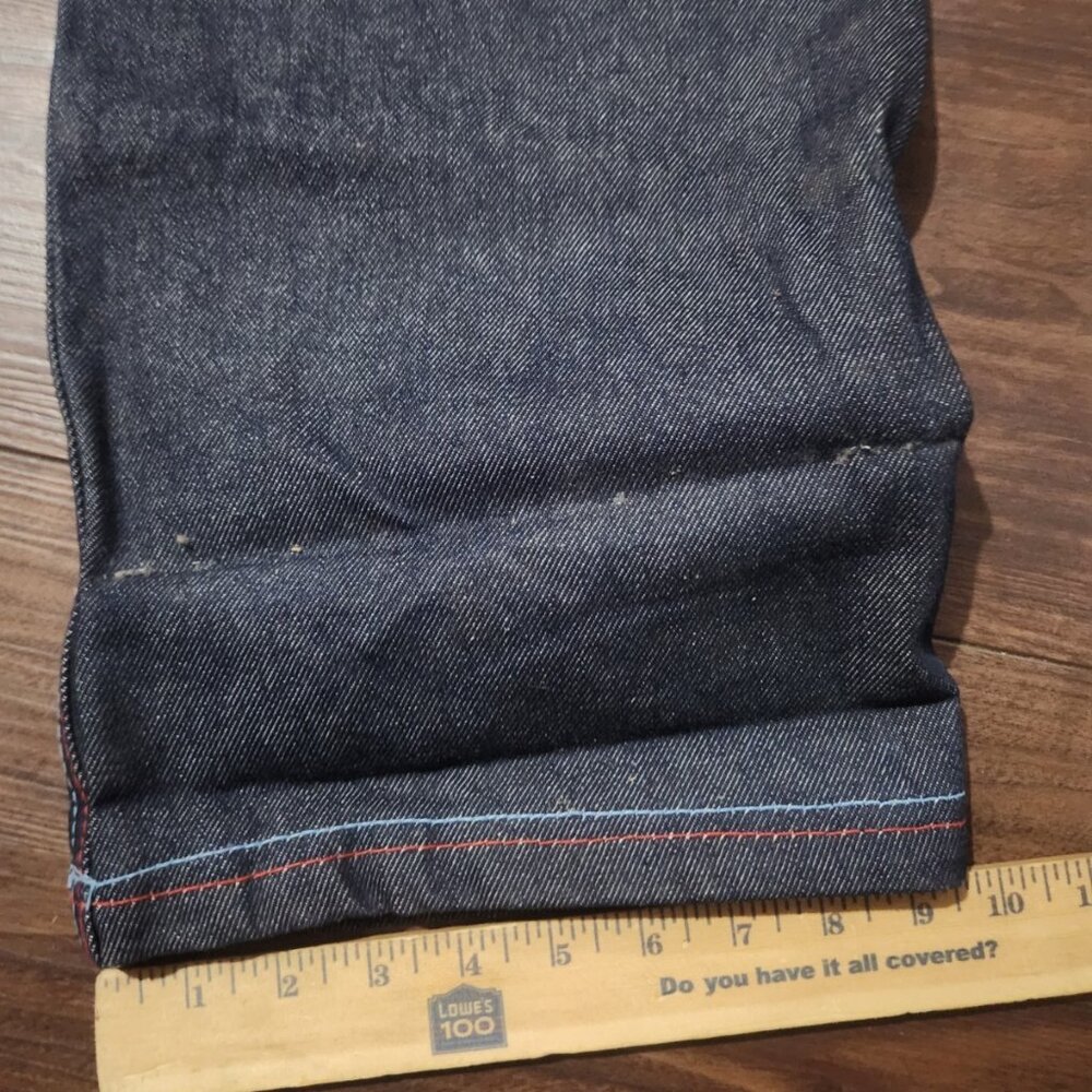 Vintage Qruel Jeans men's 36x32 Blue Dark Raw Red Stitching Baggy y2k - Picture 14 of 14